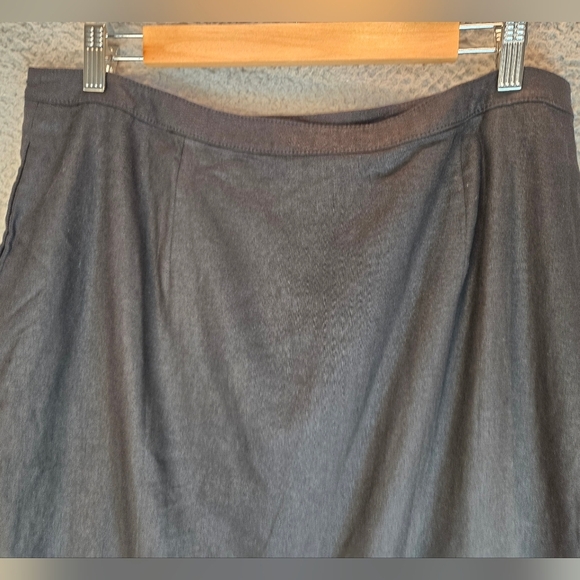 Tresure-Bond Womens Midi Skirt Sz XL Linen Blend Lined Pockets Front Button - Picture 6 of 11